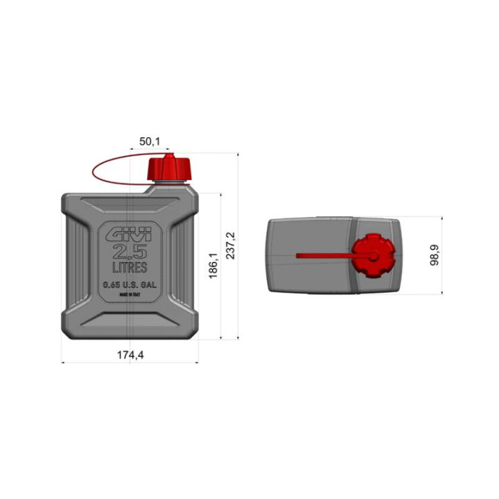 Bidon d'essence Givi TAN01 2,5 Litres