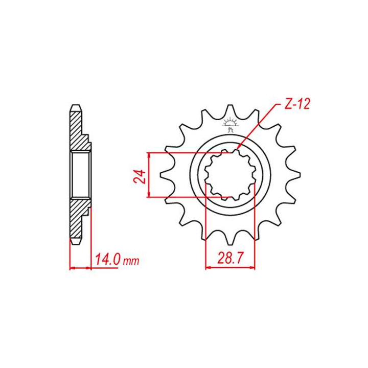 Pignon JT 17 dents pas 525 type 1529