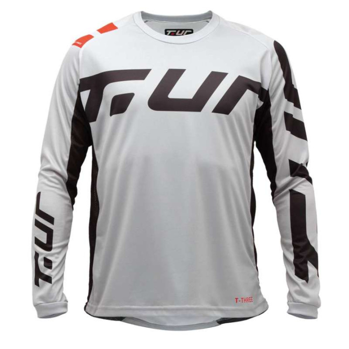 T.UR T-THREE Enduro Jersey Light Grey/Red T.UR T-THREE Enduro Jersey Light Grey/Red