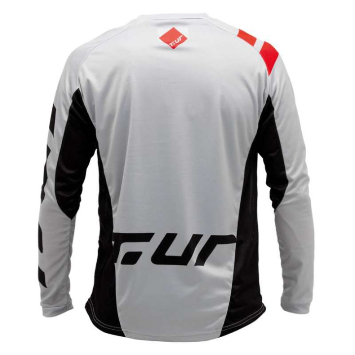 T.UR T-THREE Enduro Jersey Light Grey/Red T.UR T-THREE Enduro Jersey Light Grey/Red