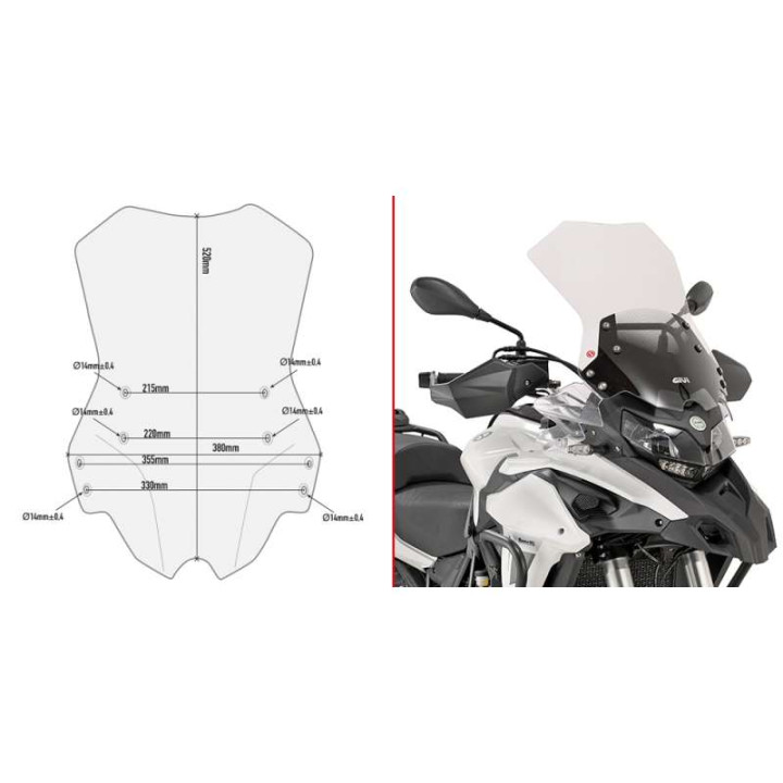 Bulle incolore Givi (D8703ST) Benelli TRK502/TRK502X