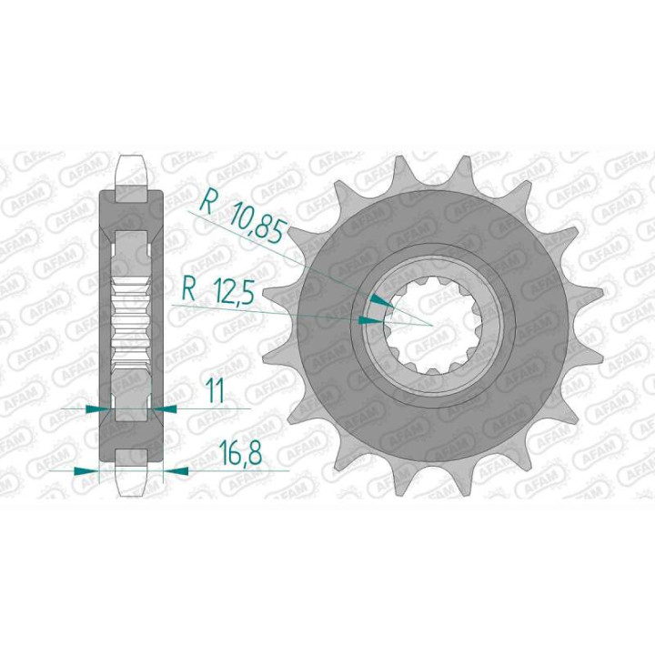 AFAM noise-reducing sprocket 16 teeth pitch 530 type 21602OEM Yamaha FZ 6 N