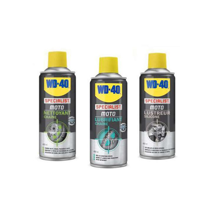 Kit entretien chaine WD40 TRIPACK + brosse à chaine