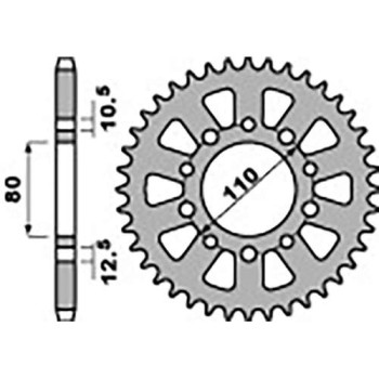 Couronne acier PBR 45 dents pas 530 type 277 Honda FT500 Couronne acier PBR 45 dents pas 530 type 277 Honda FT500