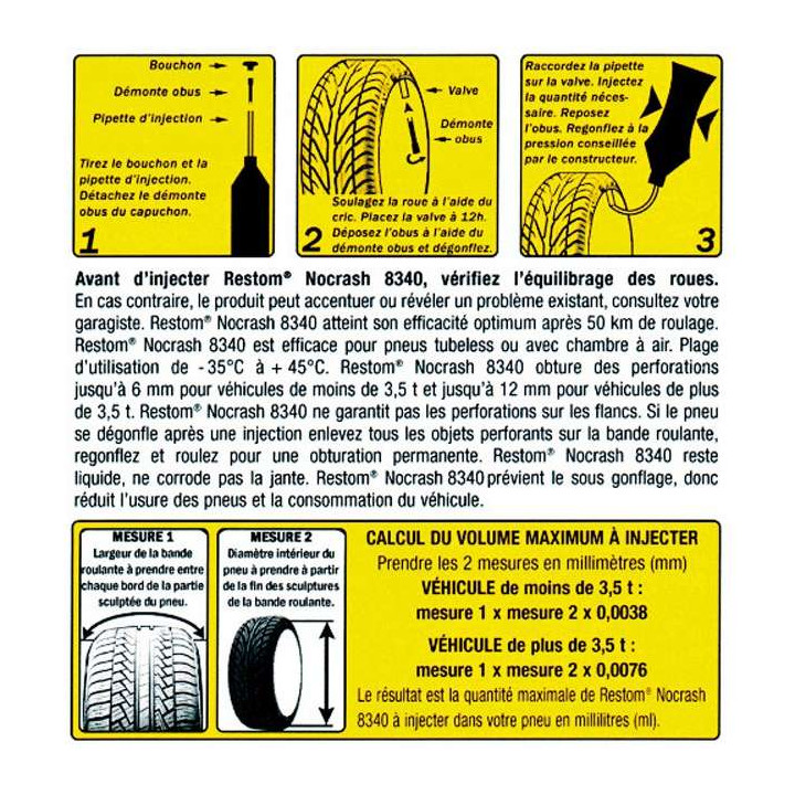 Liquide préventif anti-crevaison Restom NOCRASH 8340 1L