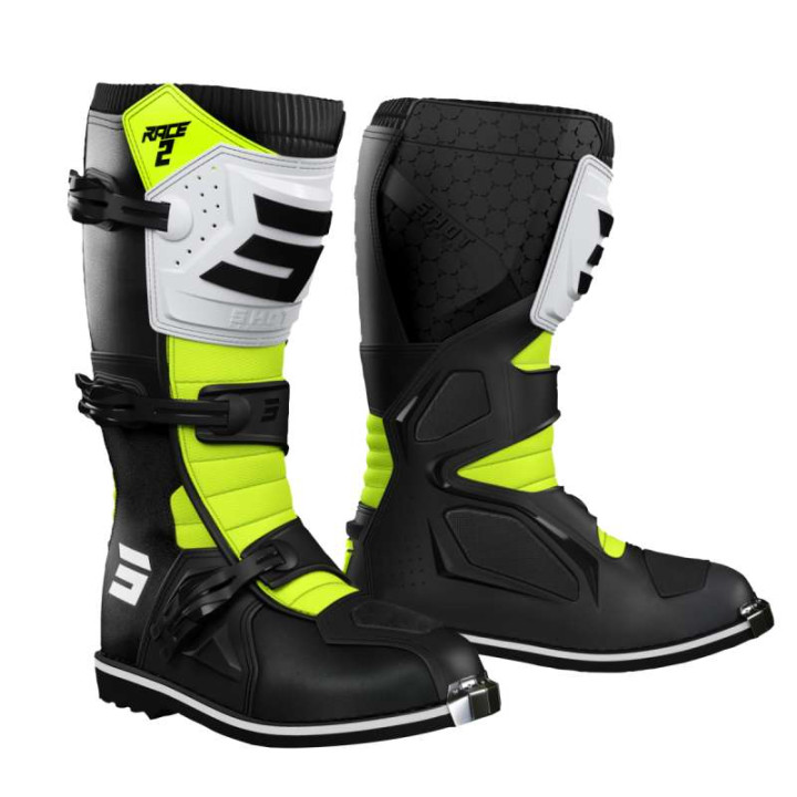 Shot RACE 2 KID BLACK WHITE NEON YELLOW children's motocross boots Shot RACE 2 KID BLACK WHITE NEON YELLOW children's motocross boots