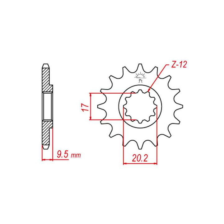 Pignon JT 14 dents pas 428 type 1907