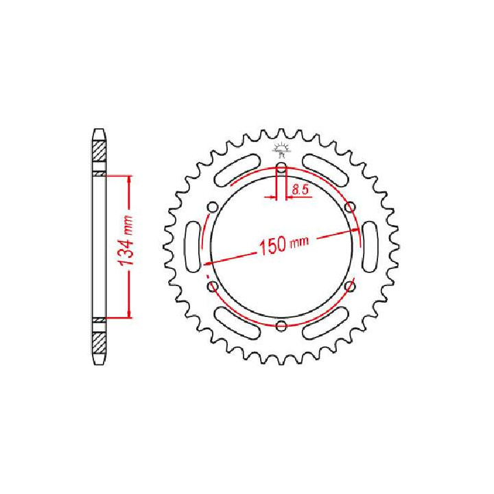 Couronne acier JT 50 dents pas 428 type 463