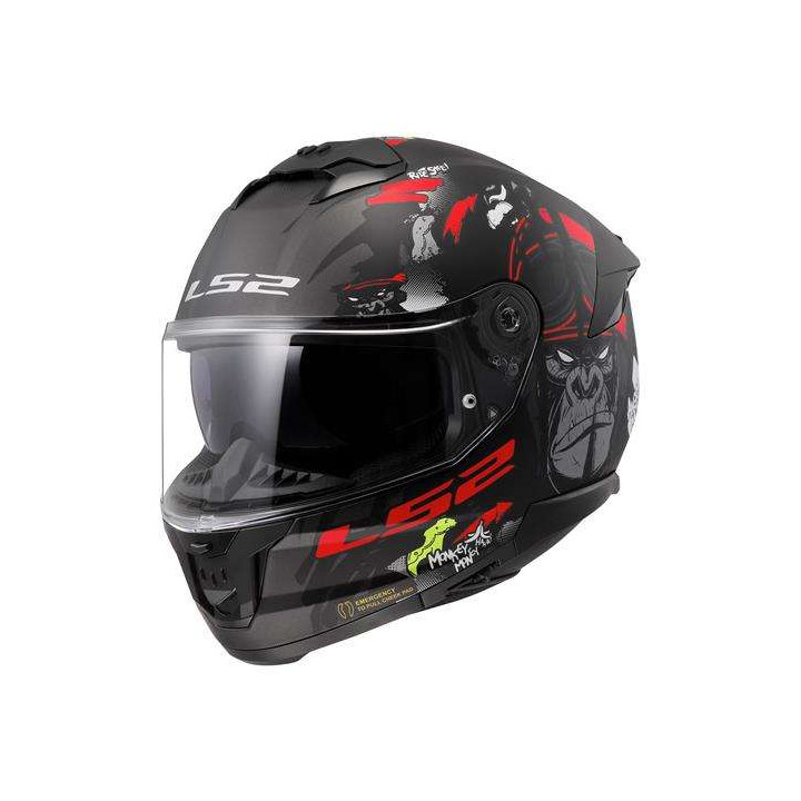 Casque moto LS2 FF808 STREAM II ANGRY MONKEY Noir/Rouge 22.06
