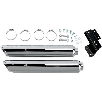 Silencers Vance & Hines TWIN SLASH CHROME (16841) Harley SOFTAIL 07-17