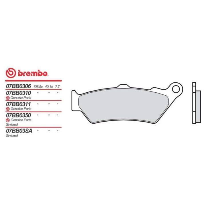 Plaquettes de frein moto métal fritté Brembo 07BB03SA
