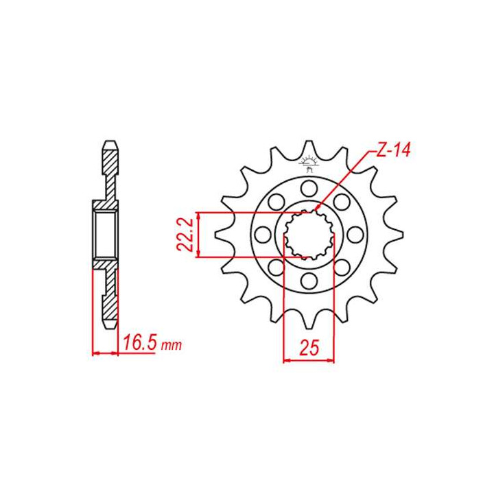 Pignon JT 15 dents pas 525 type 741