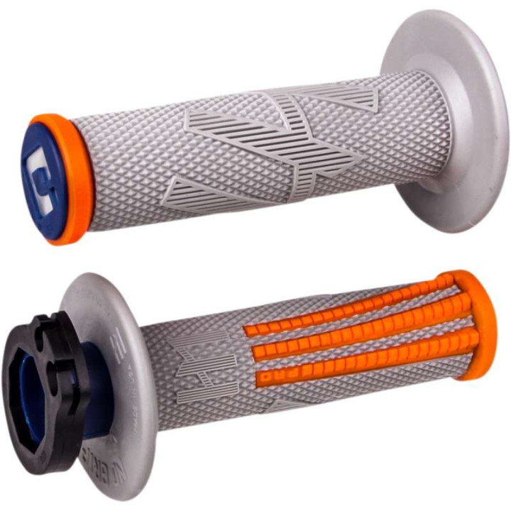 Poignées moto cross ODI EMIG PRO V2 LOCK-ON Gris/Orange