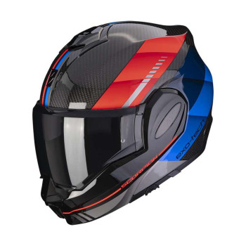 Casque moto modulable Scorpion EXO-TECH EVO CARBON GENUS NOIR / BLEU / ROUGE 