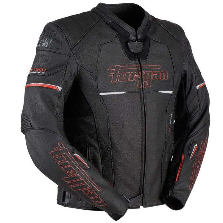 Leather motorcycle jacket Furygan NITROS Black/Red