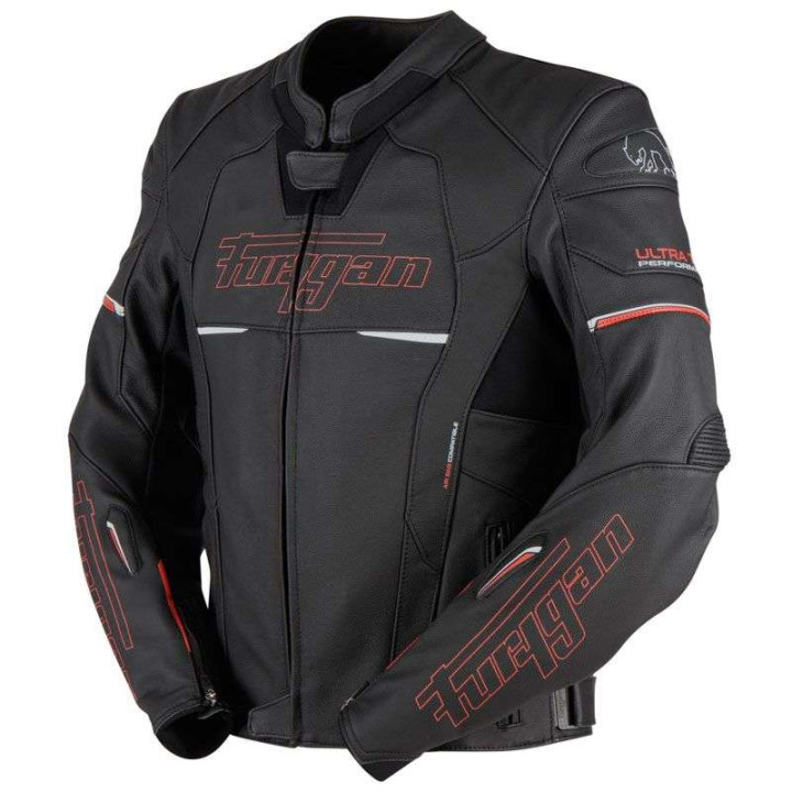 Leather motorcycle jacket Furygan NITROS Black/Red