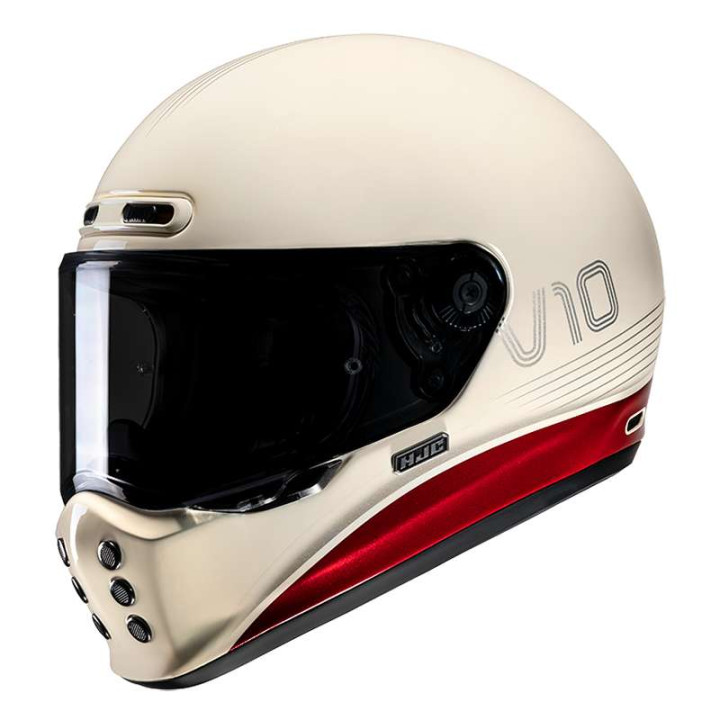 Casque moto HJC V10 TAMI BEIGE/ROUGE Casque moto HJC V10 TAMI BEIGE/ROUGE