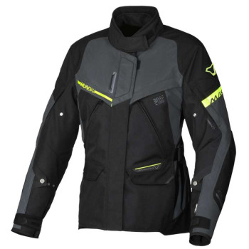 Veste moto Macna MUNDIAL NIGHT EYE Noir/Gris/Jaune Fluo