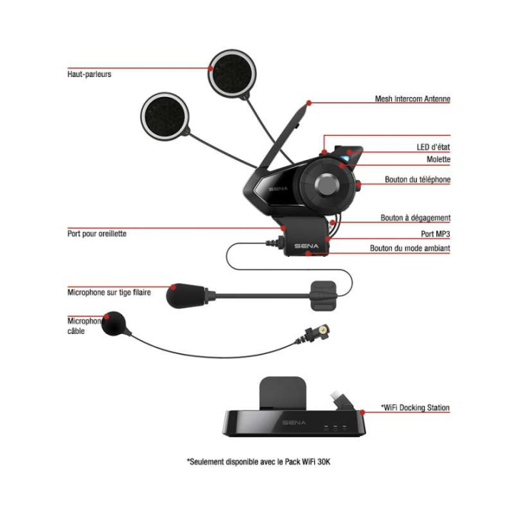 Intercom universel Sena 30K (kit pour 1 casque)