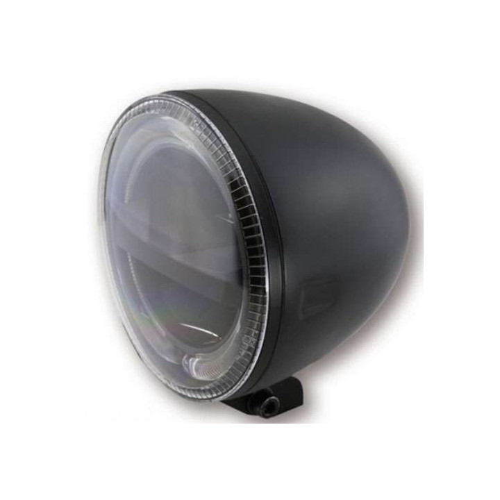 Led motorcycle headlight 5 3/4 inches HIGHSIDER CIRCLE Black (bottom mount)
