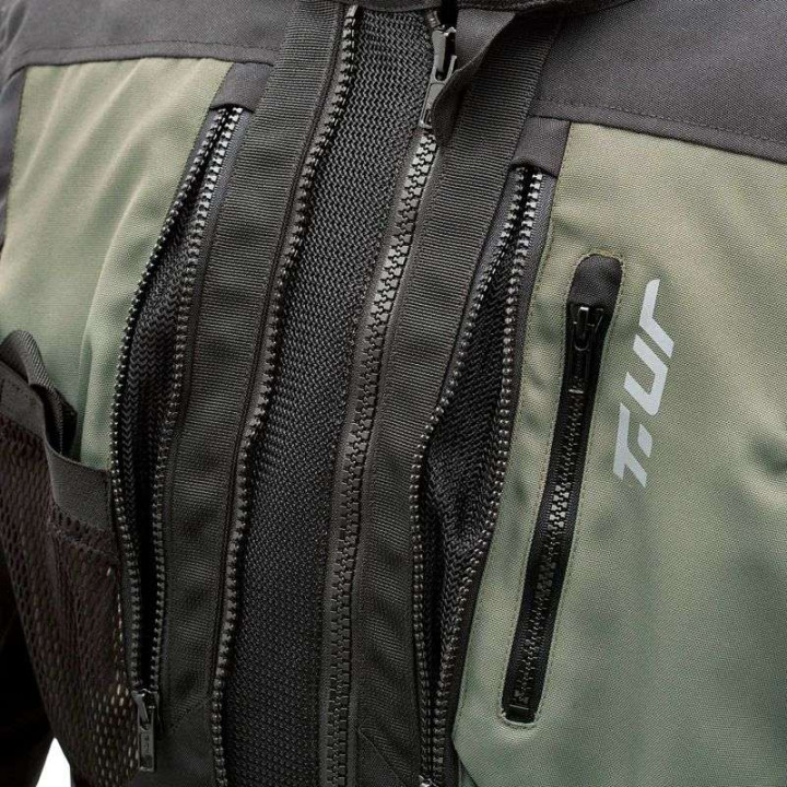 Veste moto T.UR ROADBOOK HYDROSCUD Vert/Gris