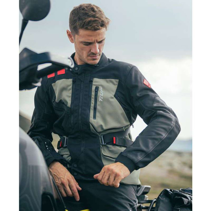 Veste moto T.UR ROADBOOK HYDROSCUD Vert/Gris