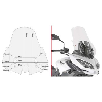 Bulle incolore Givi (D4122ST) Kawasaki VERSYS 650 15-21