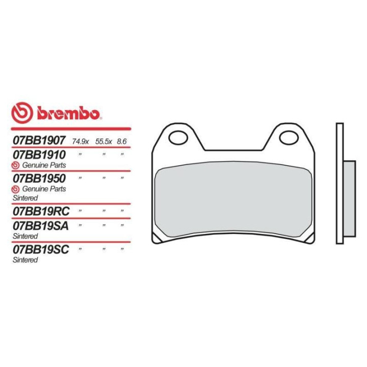 Motorcycle brake pads sinter Brembo 07BB19SA