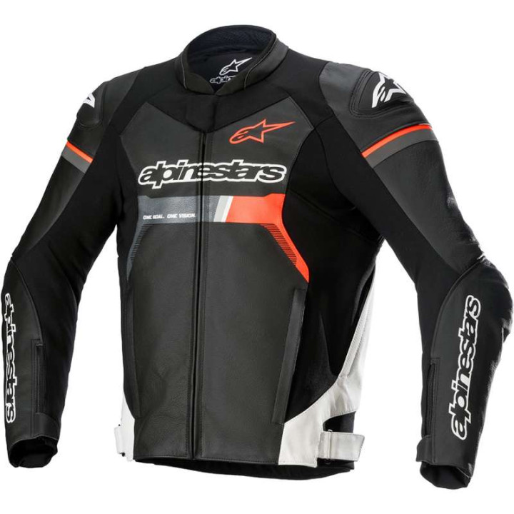 Alpinestars GP FORCE Leather Jacket Black/White/Fluorescent Red