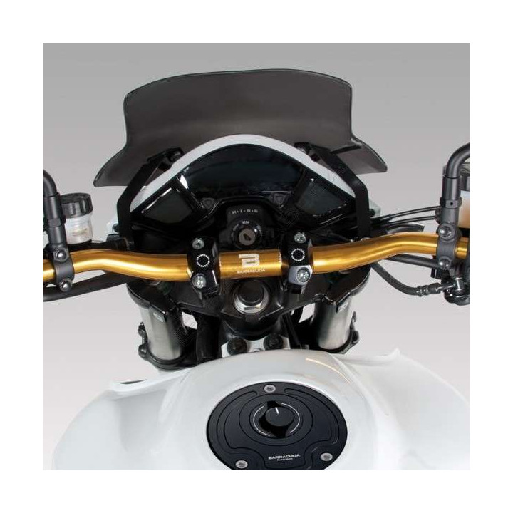 Pontets moto Barracuda 28mm NOIR pour Té de fourche percé Pontets moto Barracuda 28mm NOIR pour Té de fourche percé