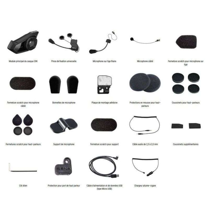 Intercoms universels Sena 30K DUAL (kit pour 2 casques) Intercoms universels Sena 30K DUAL (kit pour 2 casques)