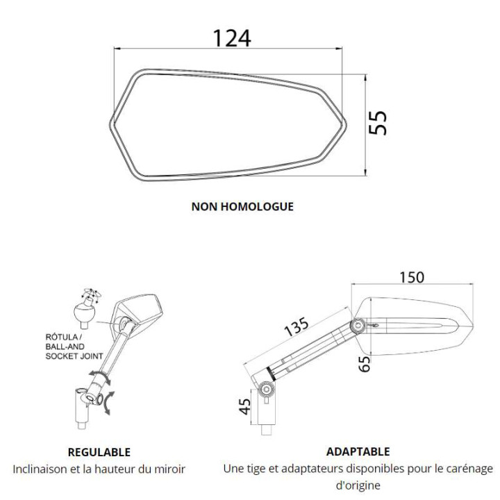 Puig F1.1 motorcycle mirror