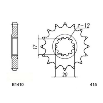 Pignon FE 15 dents pas 415 type E1410 Aprilia RS 50
