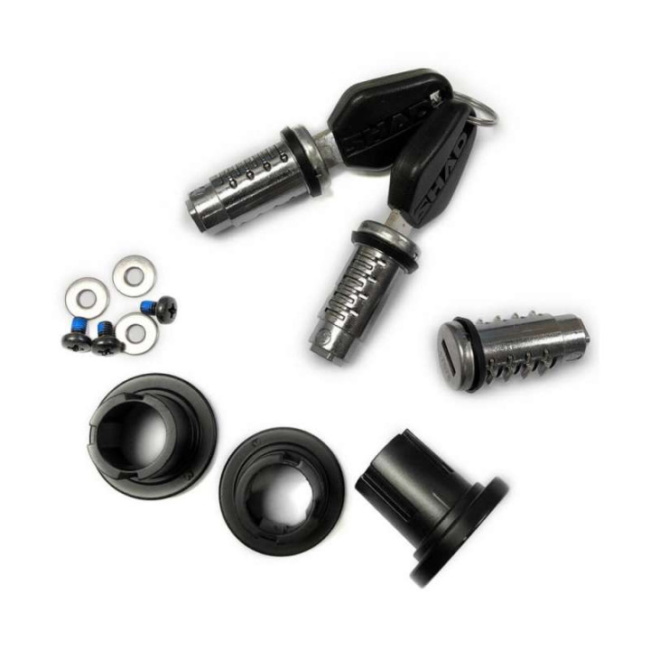 Kit serrure 3 barillets secure + clés noire pour top case Shad SH48/SH58X/SH59X (203134R)