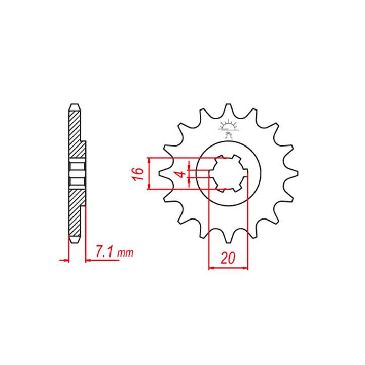 Pignon JT 14 dents pas 420 type 413