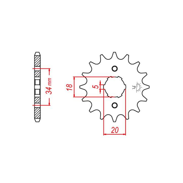 Pignon JT 15 dents pas 520 type 275 Pignon JT 15 dents pas 520 type 275