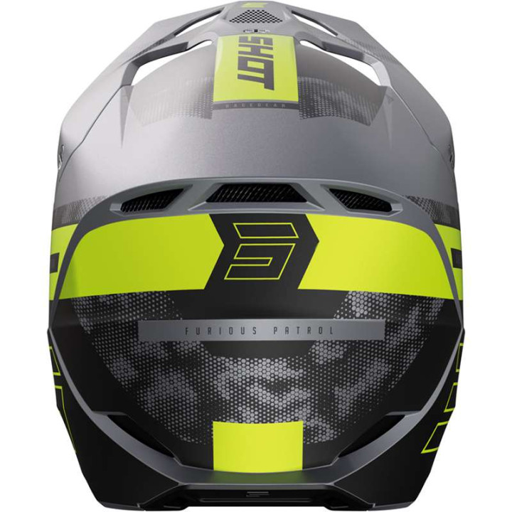 Casque moto cross Shot FURIOUS PATROL GRIS/JAUNE FLUO