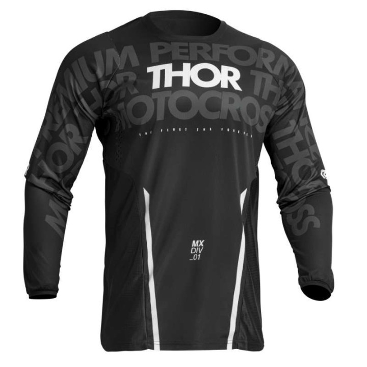 Maillot moto cross Thor PULSE MONO BLACK/WHITE Maillot moto cross Thor PULSE MONO BLACK/WHITE