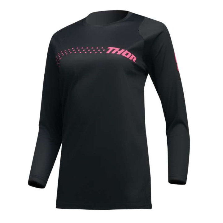 Maillot moto cross femme Thor SECTOR MINIMAL BLACK/FLO PINK