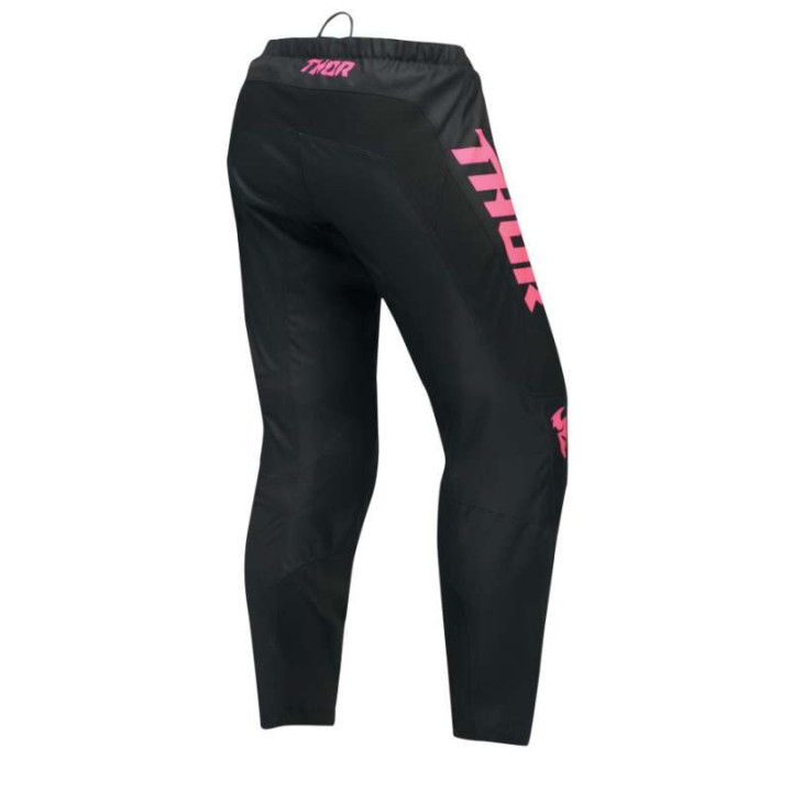 Pantalon moto cross femme Thor SECTOR MINIMAL BLACK/FLO PINK