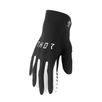 Gants moto cross Thor AGILE SOLID BLACK/WHITE