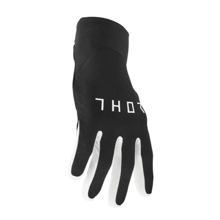 Thor AGILE SOLID BLACK/WHITE motocross gloves Thor AGILE SOLID BLACK/WHITE motocross gloves