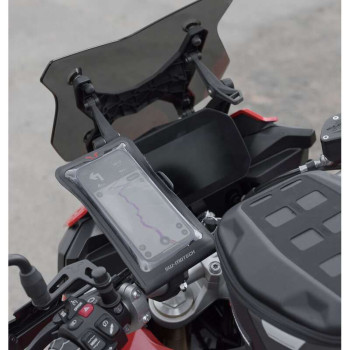 Support smartphone SW-Motech T-Lock avec housse sur guidon/rétroviseur