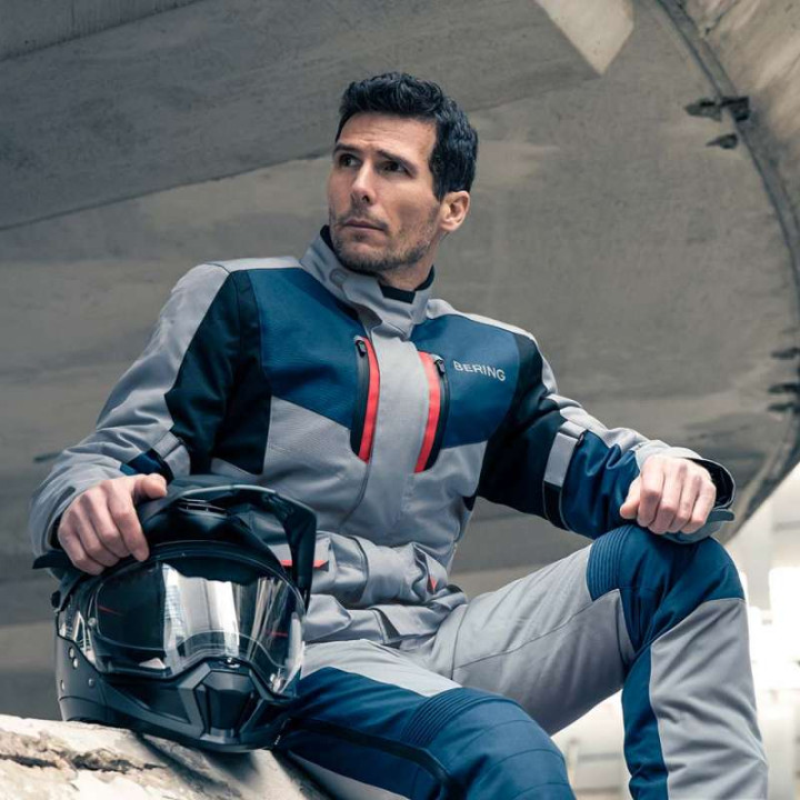 Veste moto Bering SIBERIA GRIS/BLEU