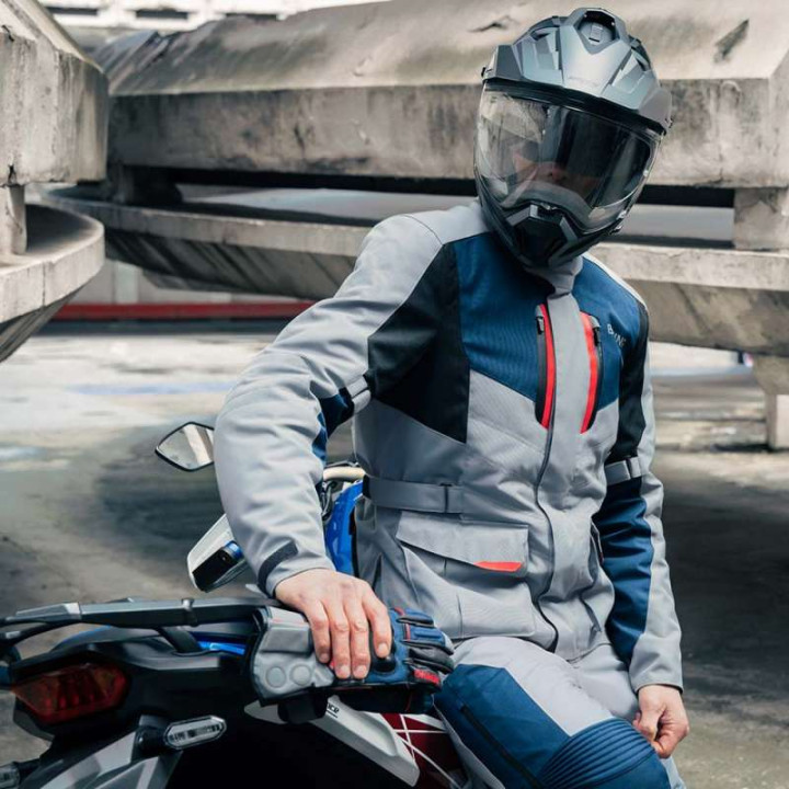Veste moto Bering SIBERIA GRIS/BLEU