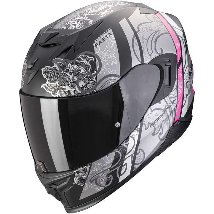 Casque Scorpion EXO-520 EVO AIR FASTA NOIR MAT / ARGENT / ROSE