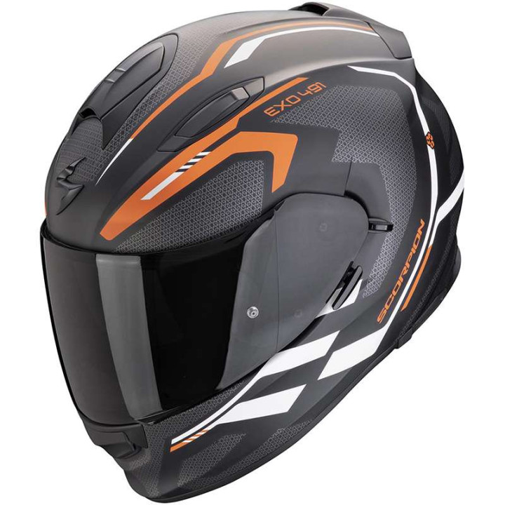 Casque Scorpion EXO-491 KRIPTA NOIR MAT / ORANGE / BLANC
