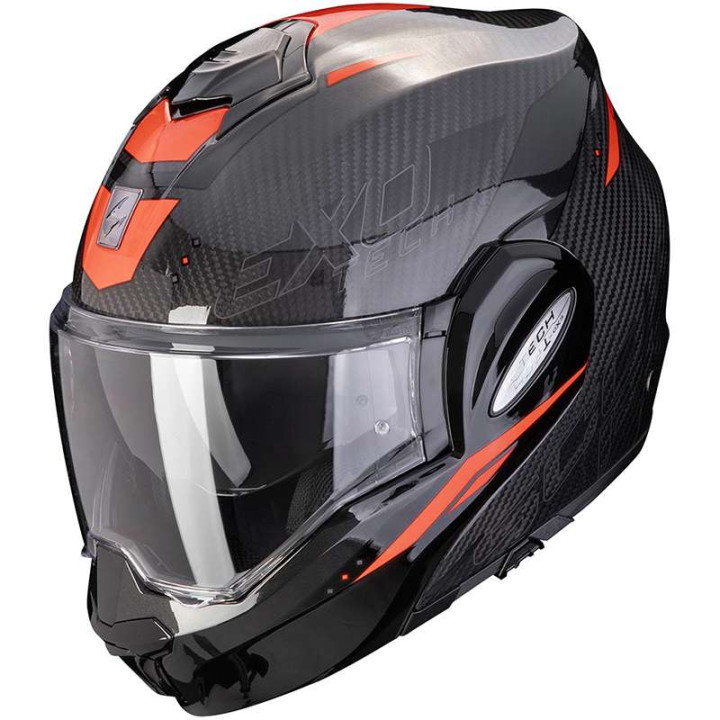 Casque moto modulable Scorpion EXO-TECH EVO CARBON ROVER NOIR / ROUGE