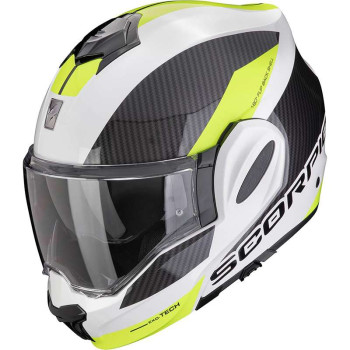 Casque moto modulable Scorpion EXO-TECH EVO TEAM BLANC / JAUNE FLUO