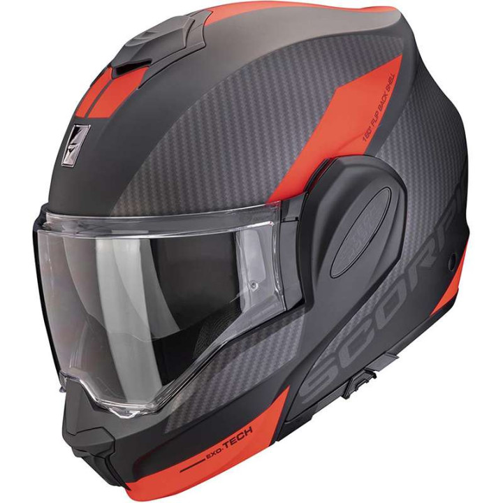 Casque moto modulable Scorpion EXO-TECH EVO TEAM NOIR MAT / ARGENT / ROUGE